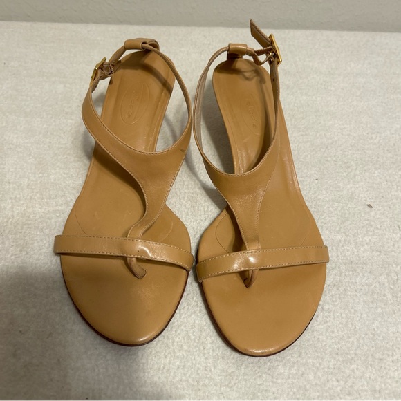 Talbots Strap Kitten Heel Sandals leather tan size 6.5B - Picture 2 of 8